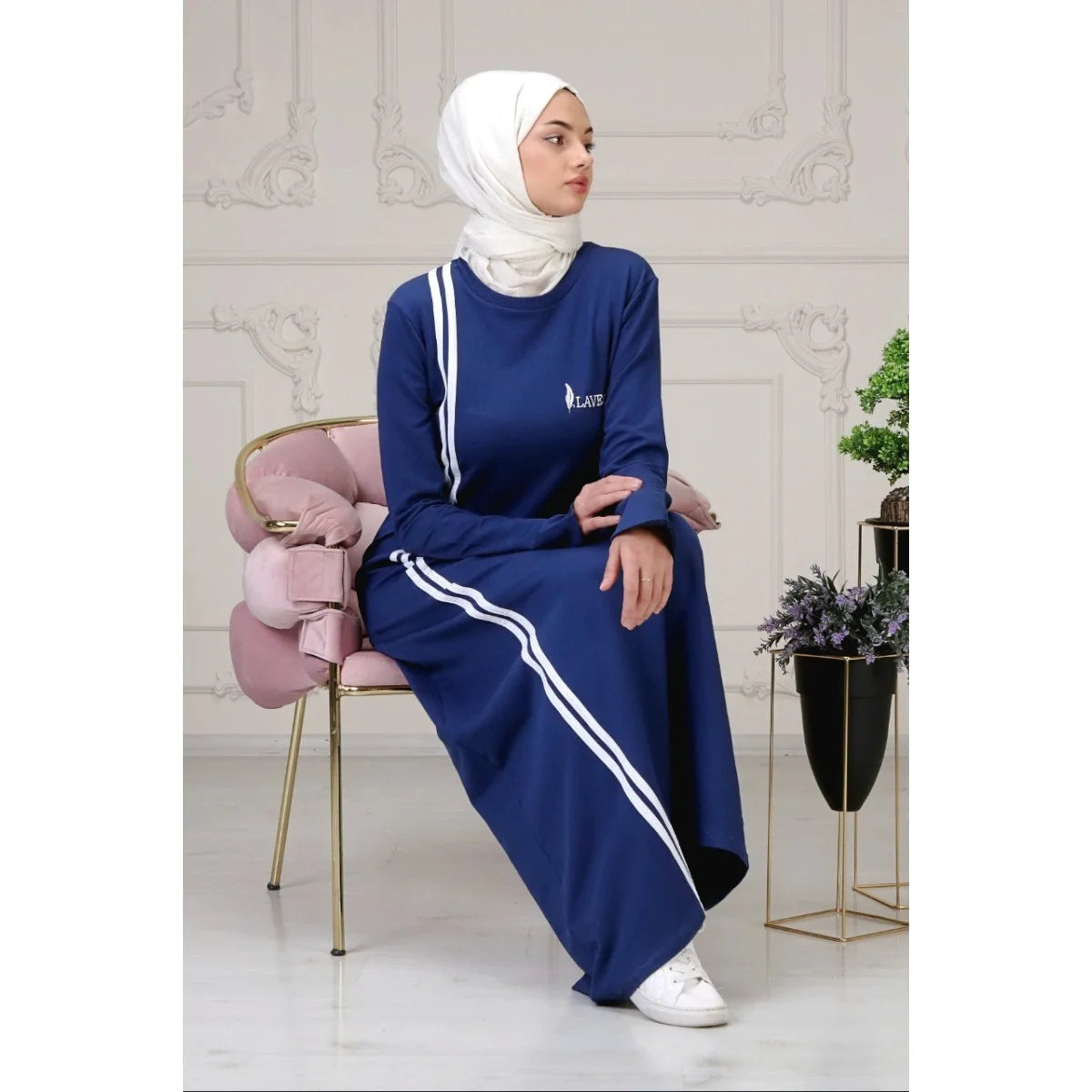 Sportive Turkish Abaya ( Blue )