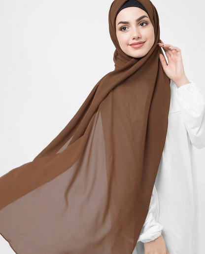 Cocoa Brown Poly Georgette Scarf