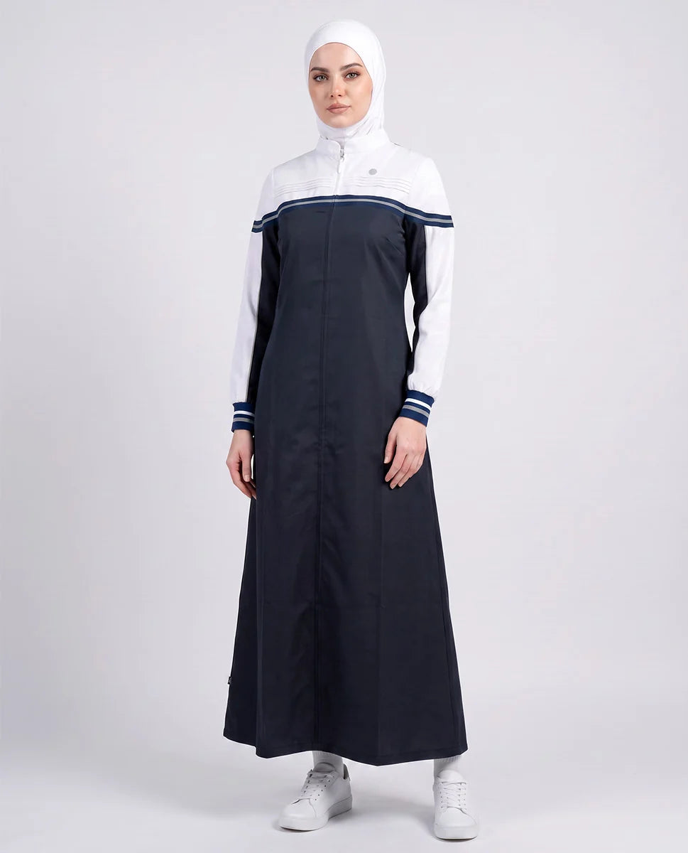 Classic Contrast Jilbab - Sage & White ( pre-order )