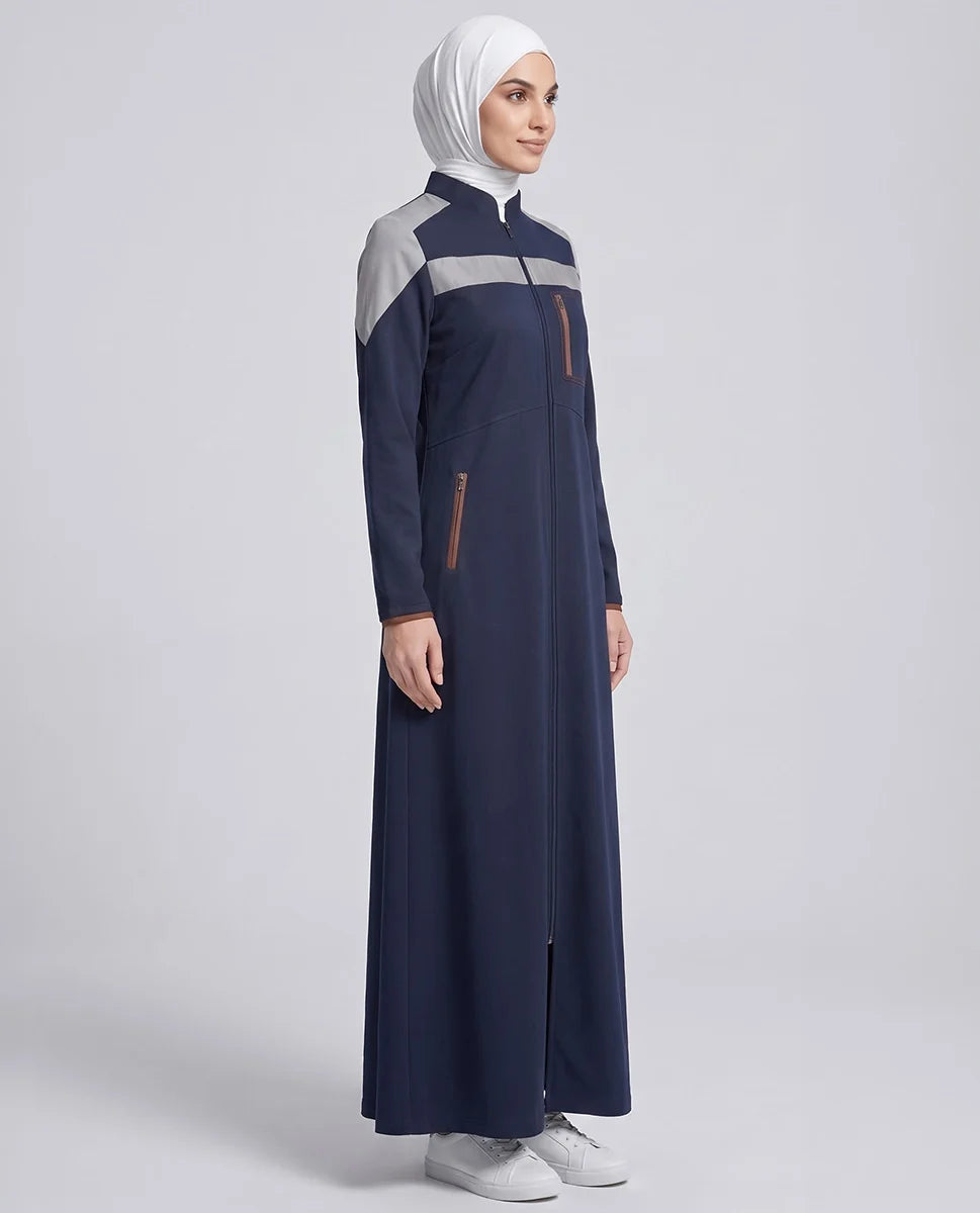 Navy Grey Sporty Contrast Jilbab( pre-order)