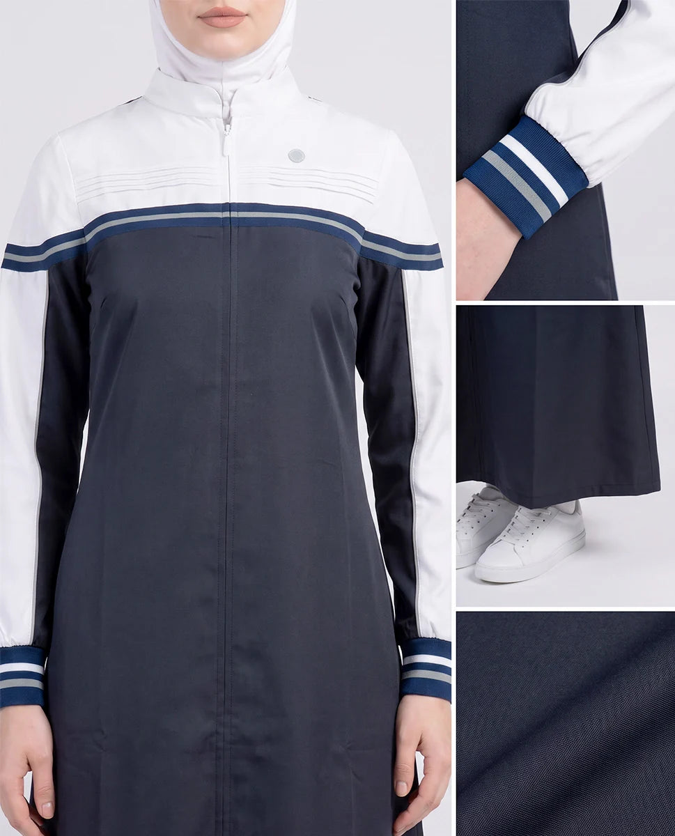 Classic Contrast Jilbab - Sage & White ( pre-order )