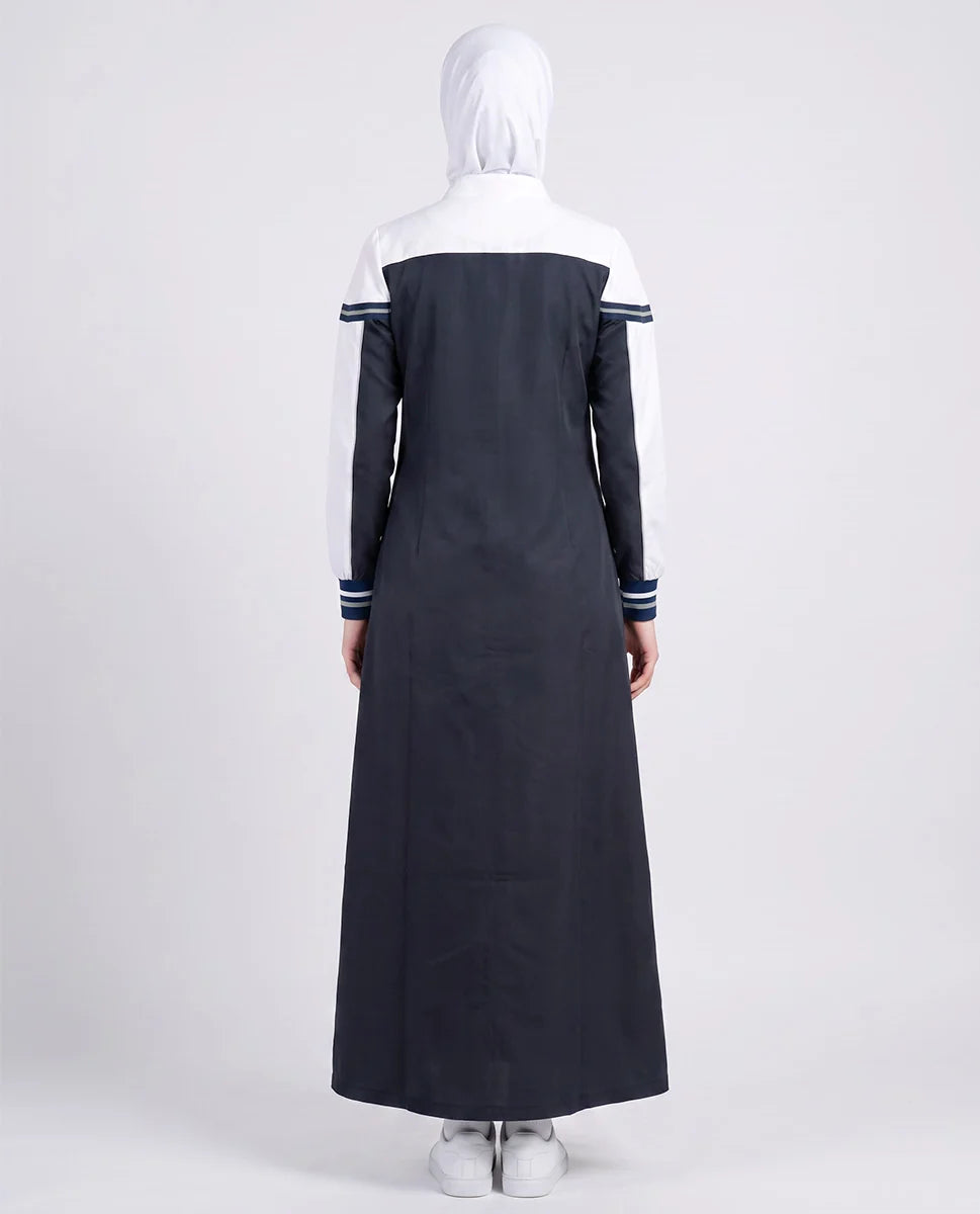 Classic Contrast Jilbab - Sage & White ( pre-order )