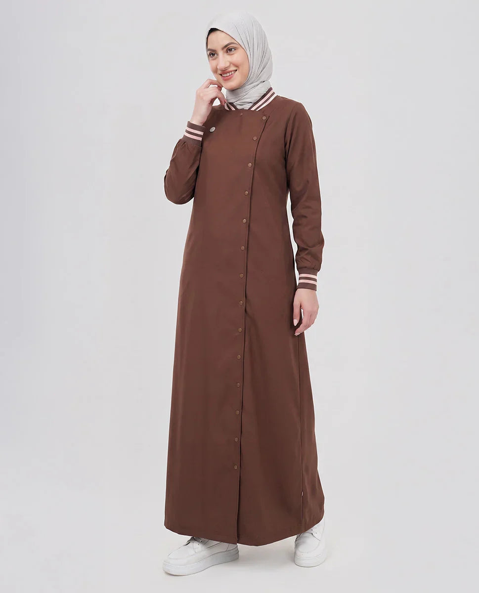Coffee Hue Full Front Open Jilbab