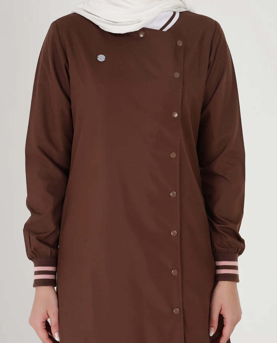 Coffee Hue Full Front Open Jilbab