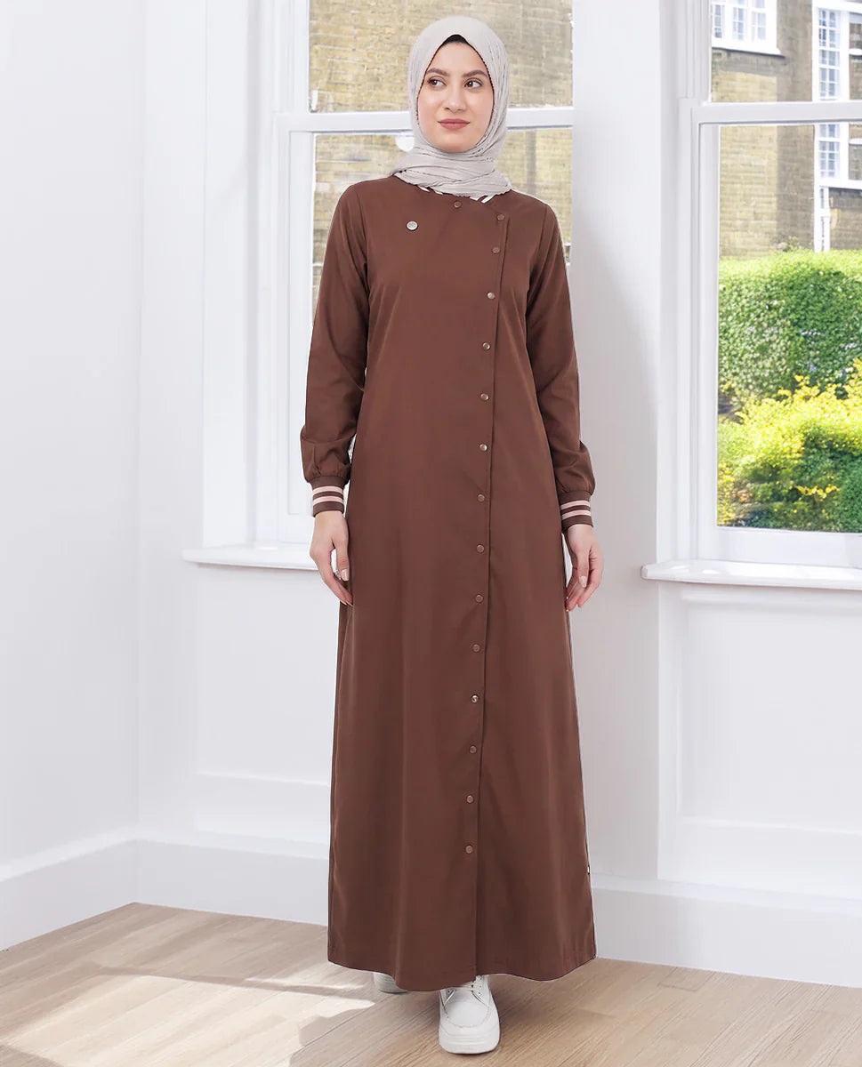 Coffee Hue Full Front Open Jilbab