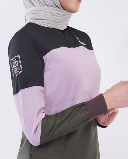 جلابية بتصميم كتل ألوان باللون الزيتوني والوردي