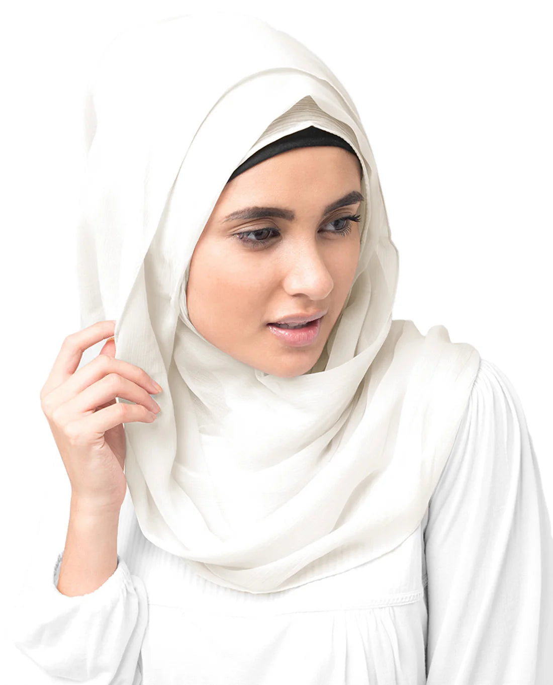 InEssence White Poly Chiffon Scarf