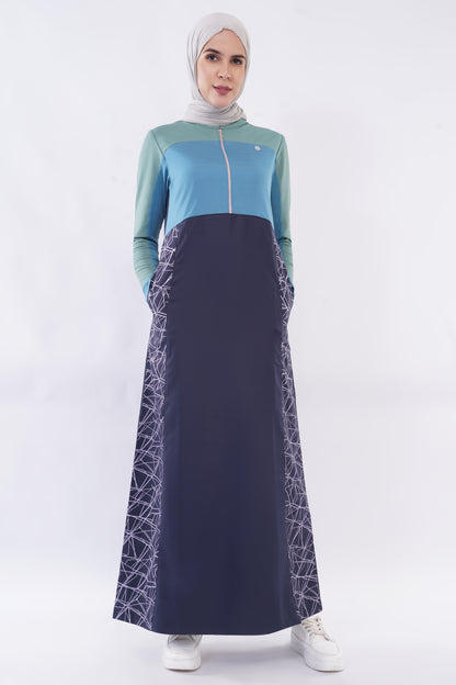 Olive Pink Color Block Jilbab