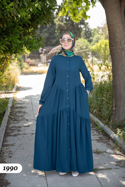 Turkish wide dress petroleum color