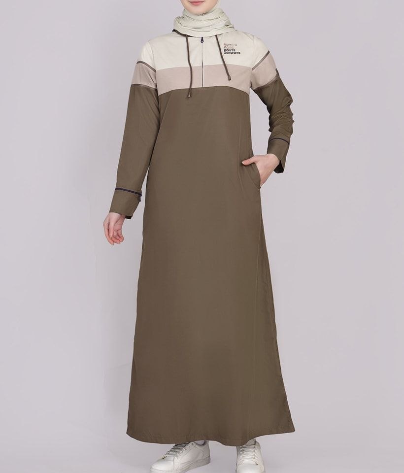Misty Mud Detachable Hood Jilbab