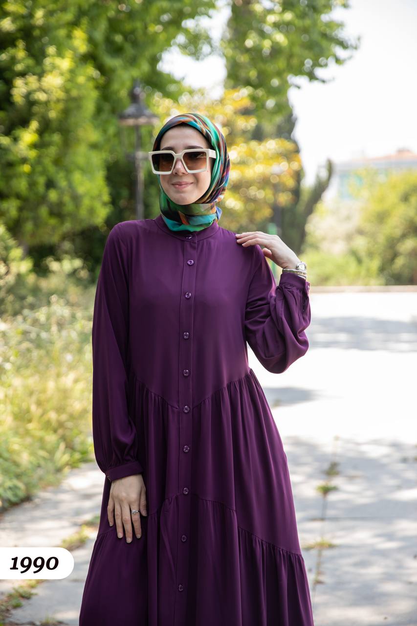 Turkish wide dress purple color