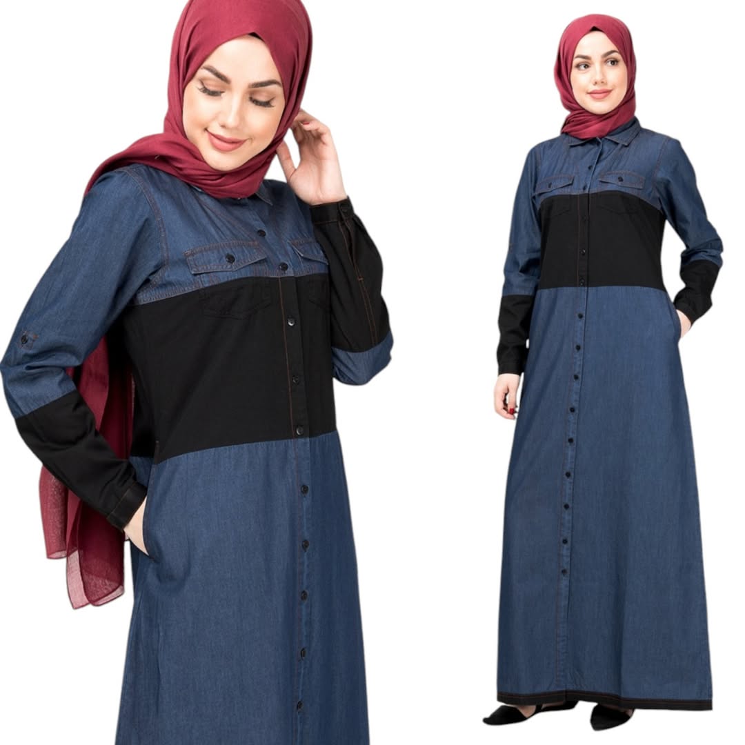 Summer denim blue and Black Jilbab .