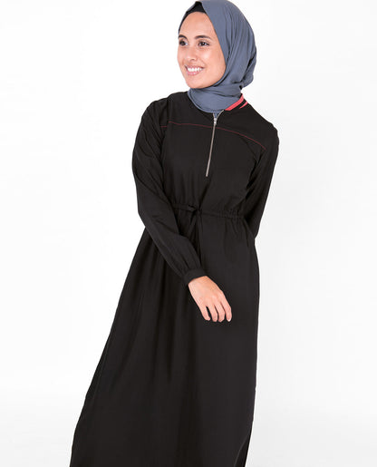 Collar Drawstring Black Jilbab