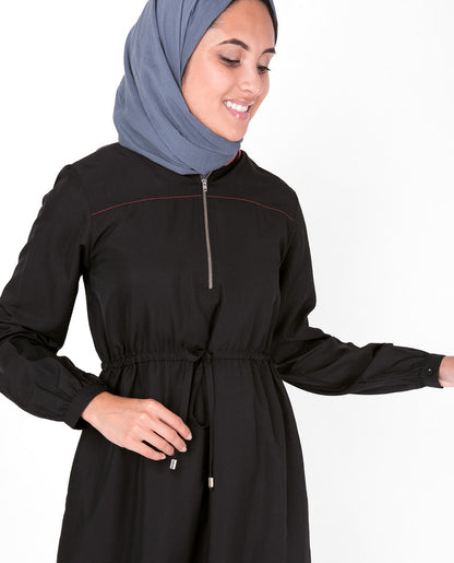 Collar Drawstring Black Jilbab